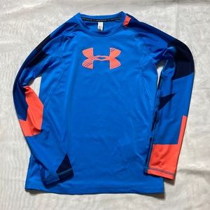 ARMOUR shirt color blue,orange logo and navy blue